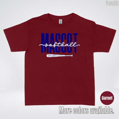Custom Mascot – Navy - Softball Design 27 Youth T-Shirt