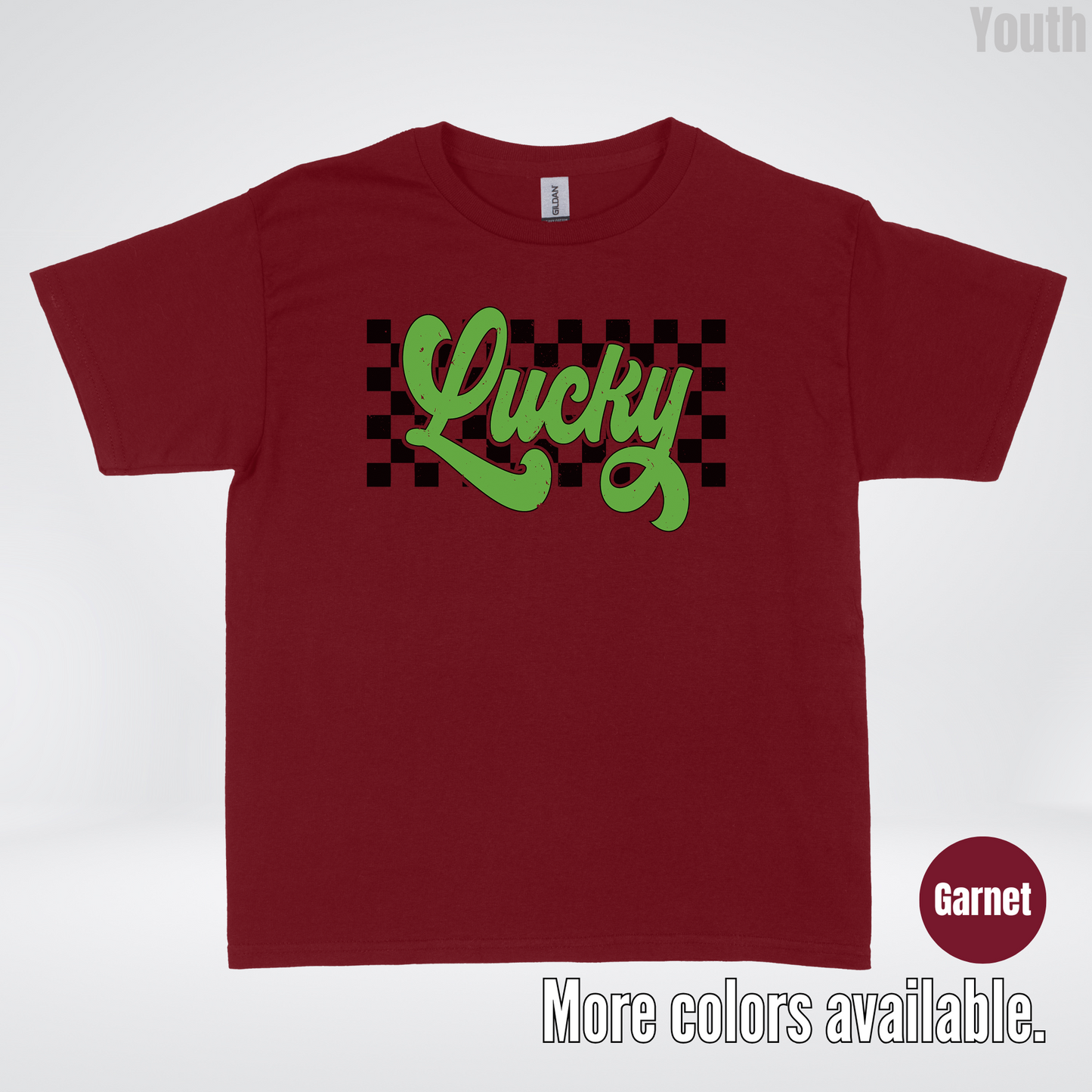 Lucky Cursive Checkered Retro – Saint Patrick’s Day Youth T-Shirt