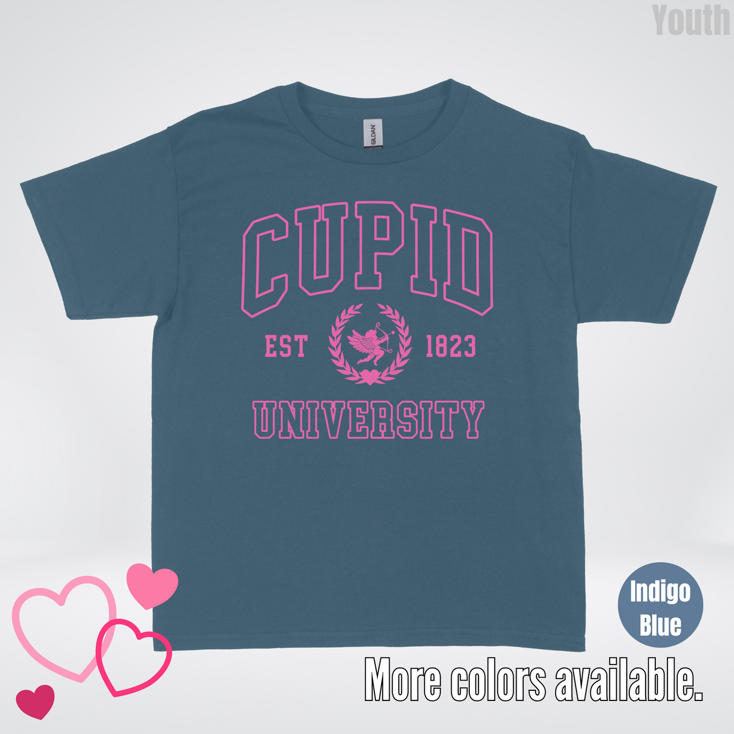 Cupid University Est 1823 Bright Pink Design Youth T-Shirt