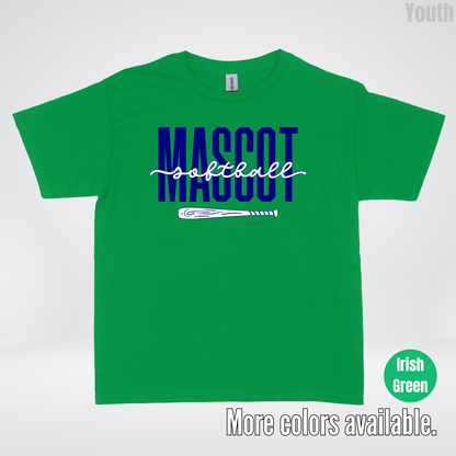 Custom Mascot – Navy - Softball Design 27 Youth T-Shirt
