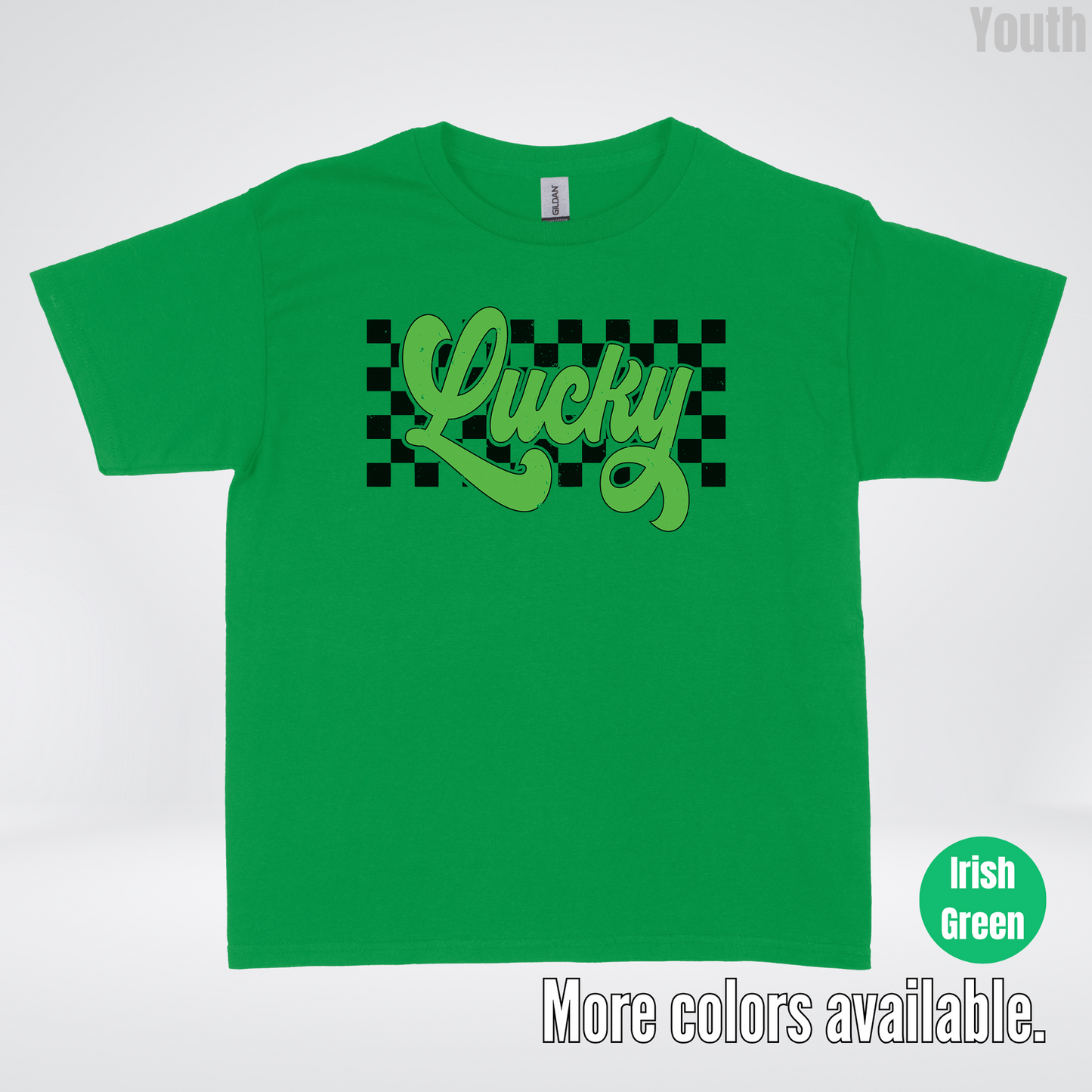 Lucky Cursive Checkered Retro – Saint Patrick’s Day Youth T-Shirt