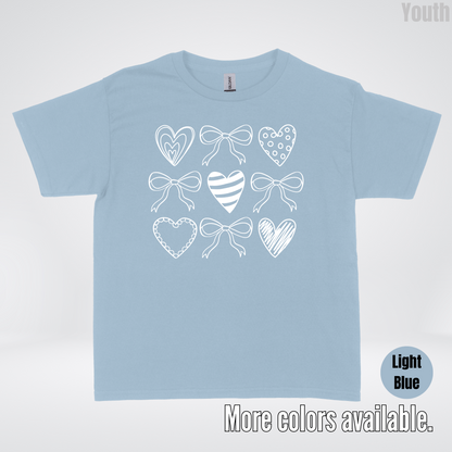 Doodle Coquette Hearts Youth T-Shirt