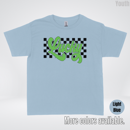 Lucky Cursive Checkered Retro – Saint Patrick’s Day Youth T-Shirt