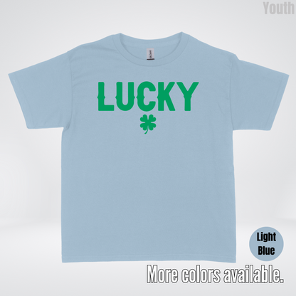 Lucky & Four Leaf Clover - Green Design - Saint Patrick's Day Youth T-Shirt