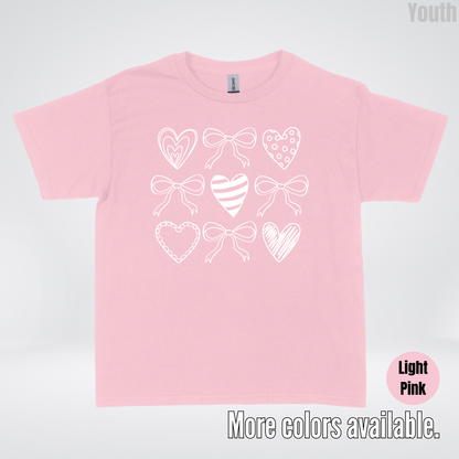 Doodle Coquette Hearts Youth T-Shirt