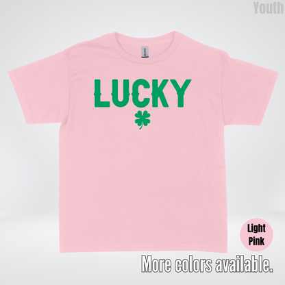 Lucky & Four Leaf Clover - Green Design - Saint Patrick's Day Youth T-Shirt