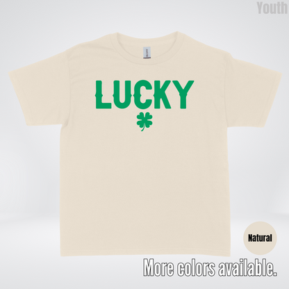 Lucky & Four Leaf Clover - Green Design - Saint Patrick's Day Youth T-Shirt