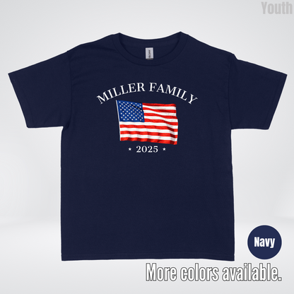 CUSTOM Family Name And Year - 4th Of July - Youth T-Shirt