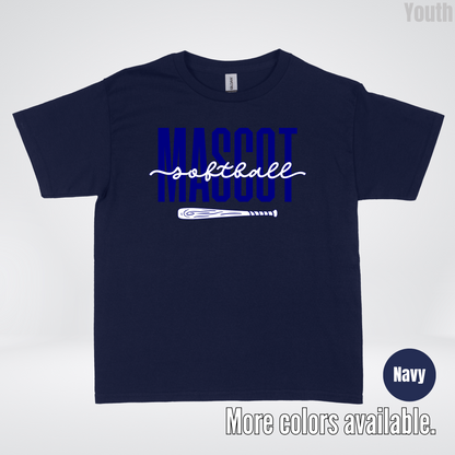 Custom Mascot – Navy - Softball Design 27 Youth T-Shirt