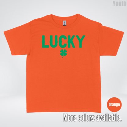 Lucky & Four Leaf Clover - Green Design - Saint Patrick's Day Youth T-Shirt