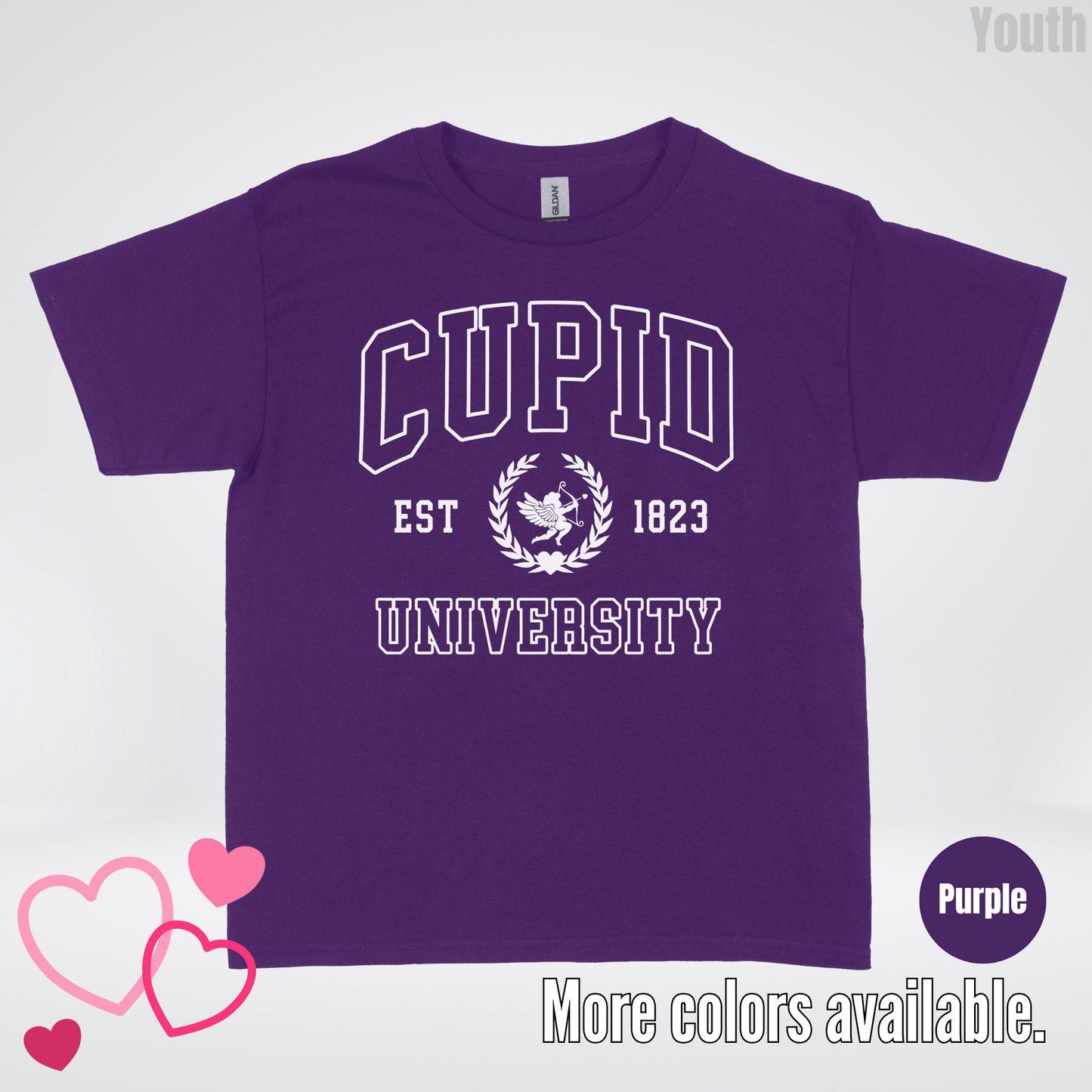 Cupid University Est 1823 White Design Youth T-Shirt