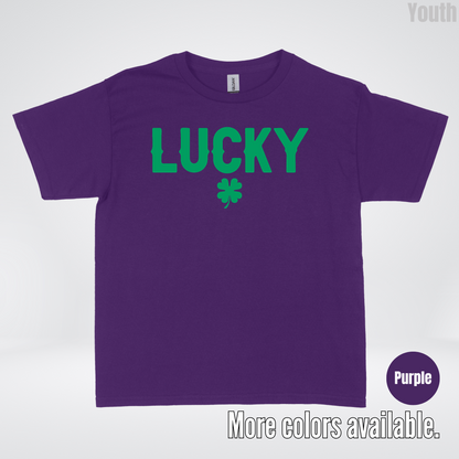 Lucky & Four Leaf Clover - Green Design - Saint Patrick's Day Youth T-Shirt