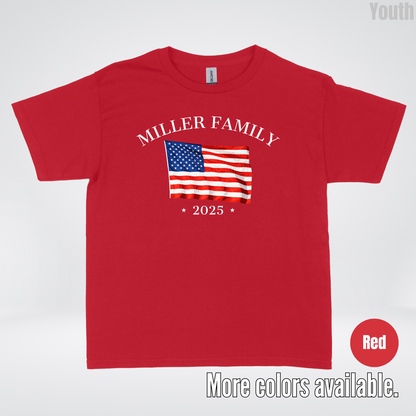 CUSTOM Family Name And Year - 4th Of July - Youth T-Shirt
