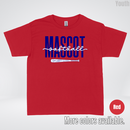 Custom Mascot – Navy - Softball Design 27 Youth T-Shirt