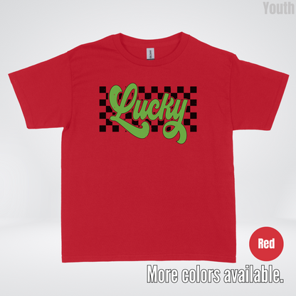 Lucky Cursive Checkered Retro – Saint Patrick’s Day Youth T-Shirt