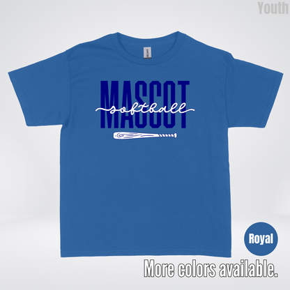 Custom Mascot – Navy - Softball Design 27 Youth T-Shirt