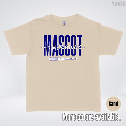 Custom Mascot – Navy - Softball Design 27 Youth T-Shirt