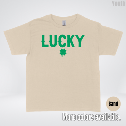 Lucky & Four Leaf Clover - Green Design - Saint Patrick's Day Youth T-Shirt