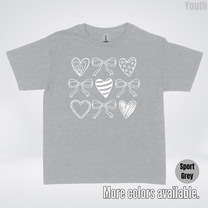 Doodle Coquette Hearts Youth T-Shirt