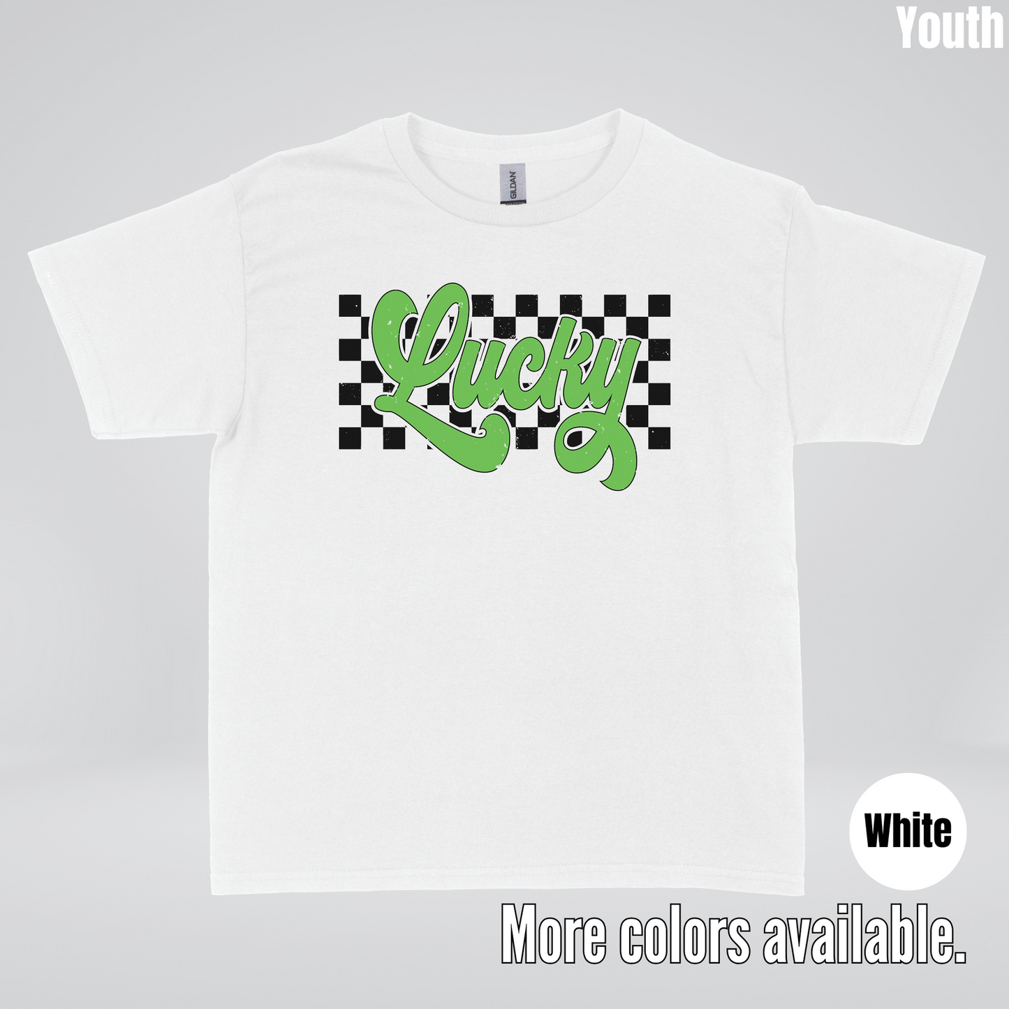 Lucky Cursive Checkered Retro – Saint Patrick’s Day Youth T-Shirt