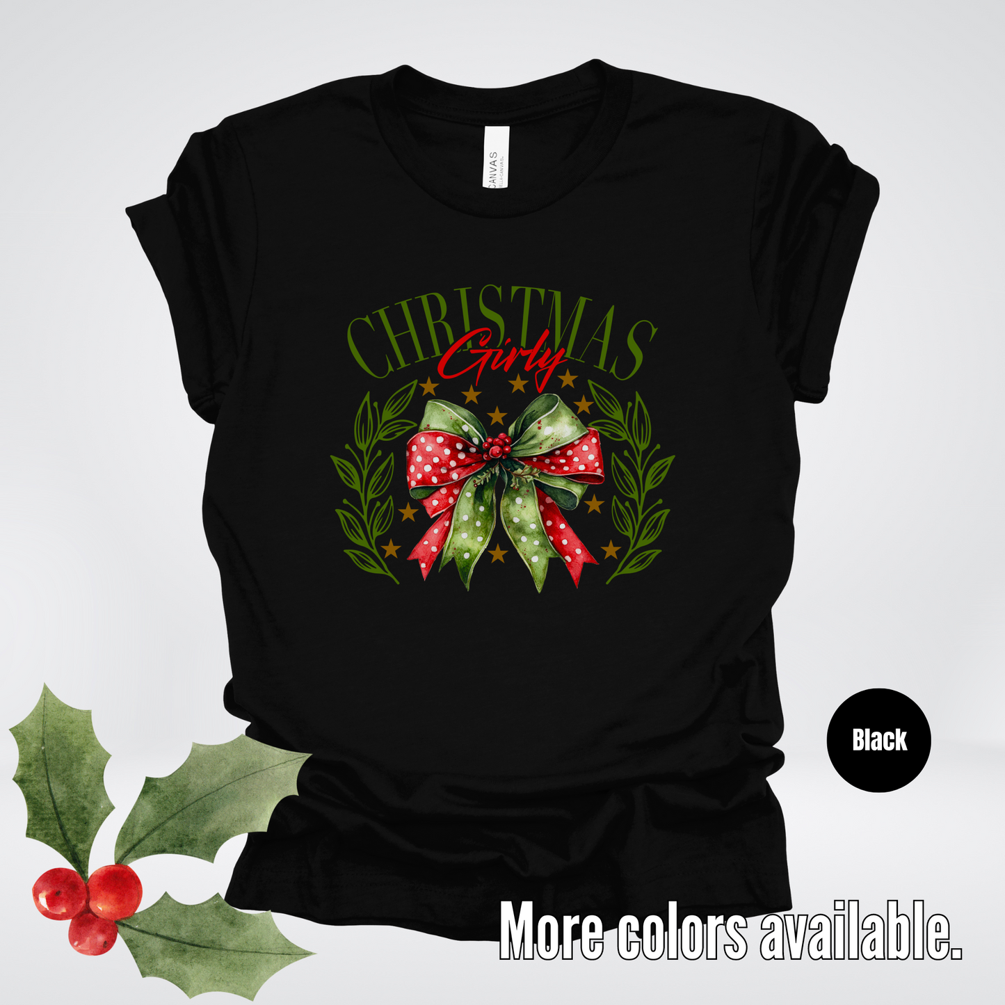 Christmas Girly Green And Red Coquette T-Shirt