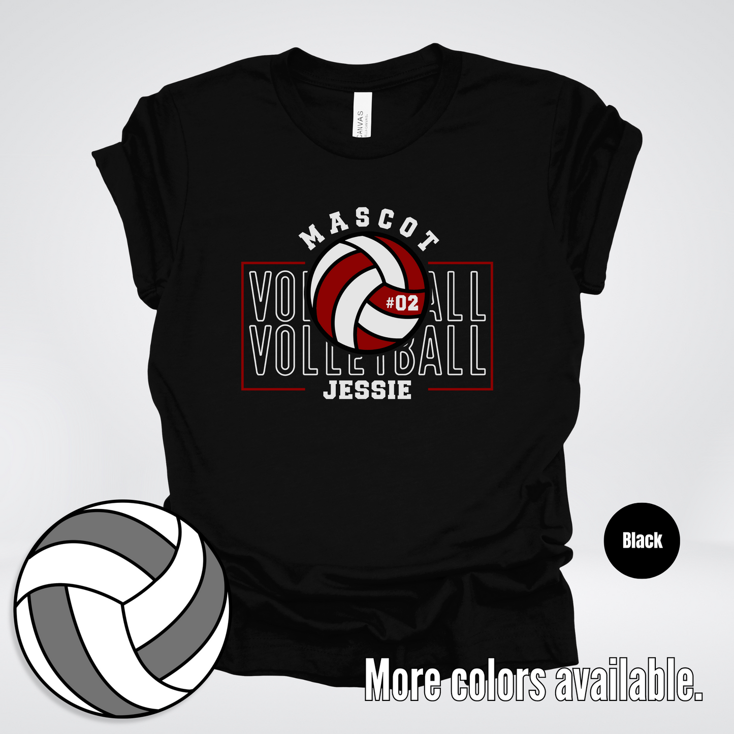 Custom Mascot, Number, & Name - Maroon - Volleyball Design 2 T-Shirt