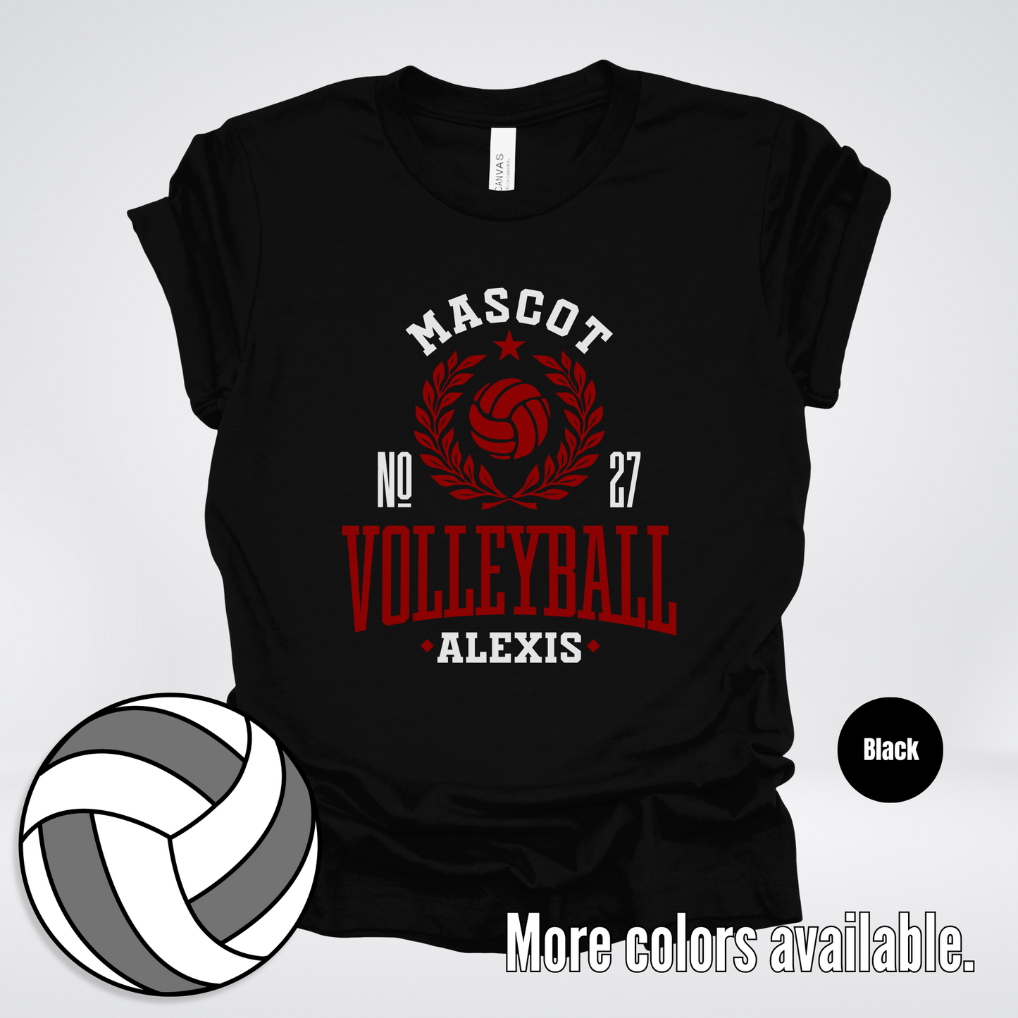 Custom Mascot, Number, & Name – Maroon - Volleyball Design 47 T-Shirt