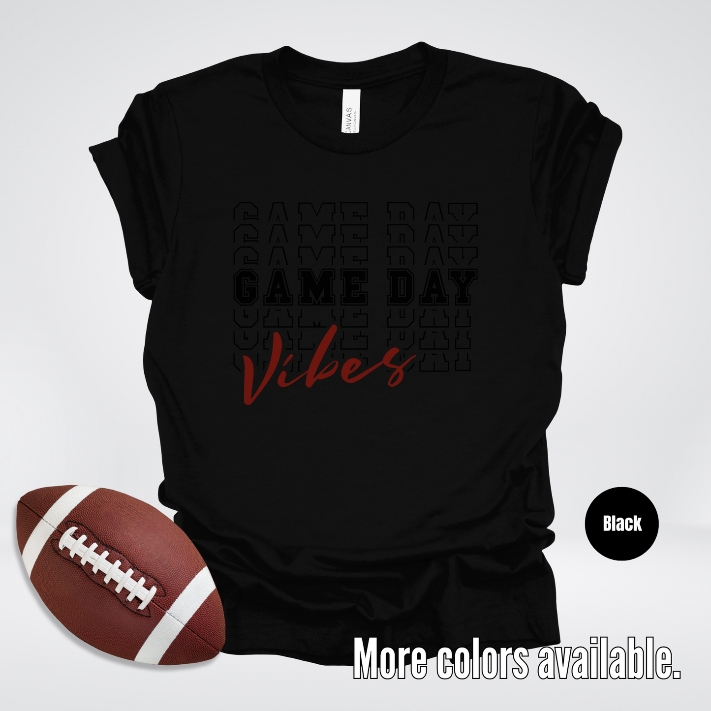 Game Day Vibes Stacked - Black Design T-Shirt