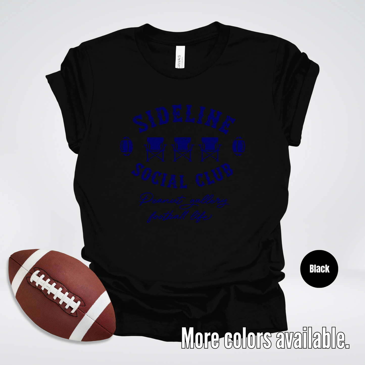Sideline Social Club Peanut Gallery Football Life Navy Design T-Shirt