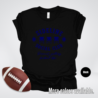 Sideline Social Club Peanut Gallery Football Life Navy Design T-Shirt