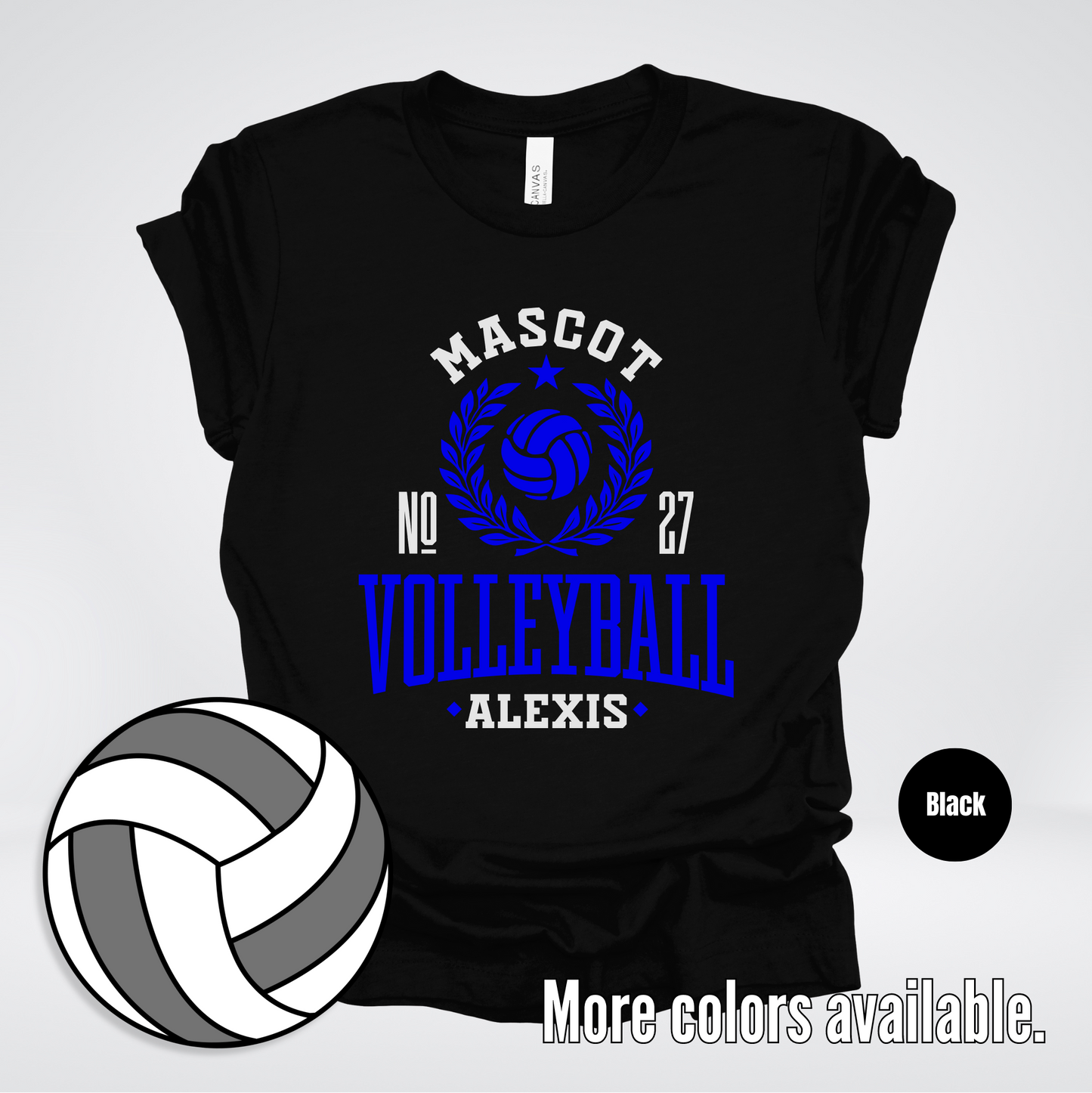 Custom Mascot, Number, & Name – Blue - Volleyball Design 41 T-Shirt