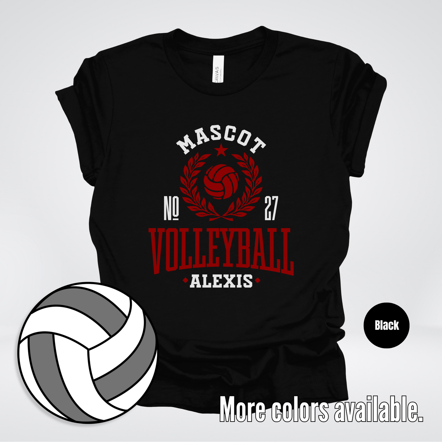 Custom Mascot, Number, & Name – Maroon - Volleyball Design 47 T-Shirt