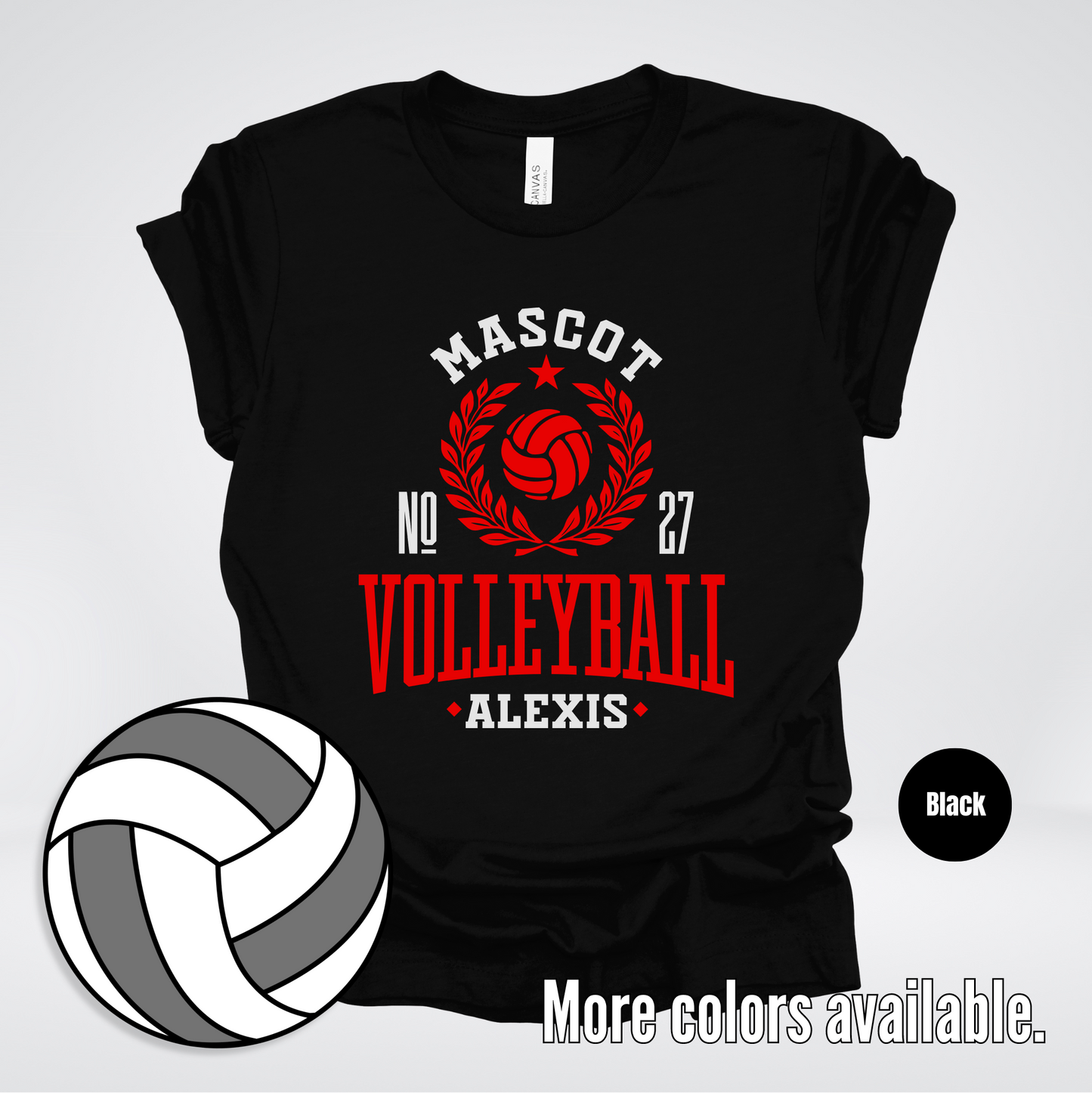 Custom Mascot, Number, & Name – Red - Volleyball Design 43 T-Shirt