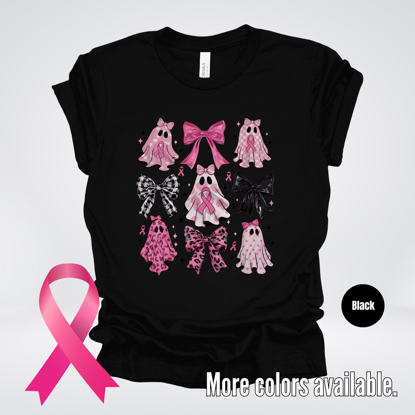 Ghost & Bows Coquette Breast Cancer Awareness T-Shirt