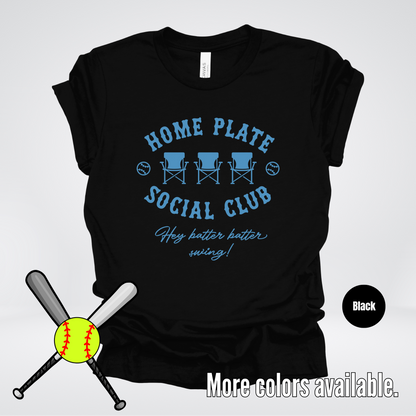 Home Plate Social Club – Light Blue Design - Softball Baseball T-Shirt