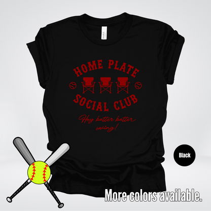 Home Plate Social Club – Maroon Design - Softball Baseball T-Shirt