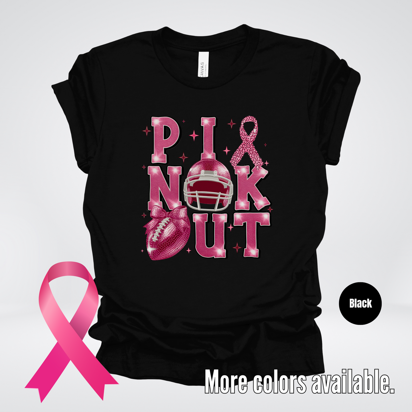 Pink Out Football Coquette Breast Cancer Awareness T-Shirt