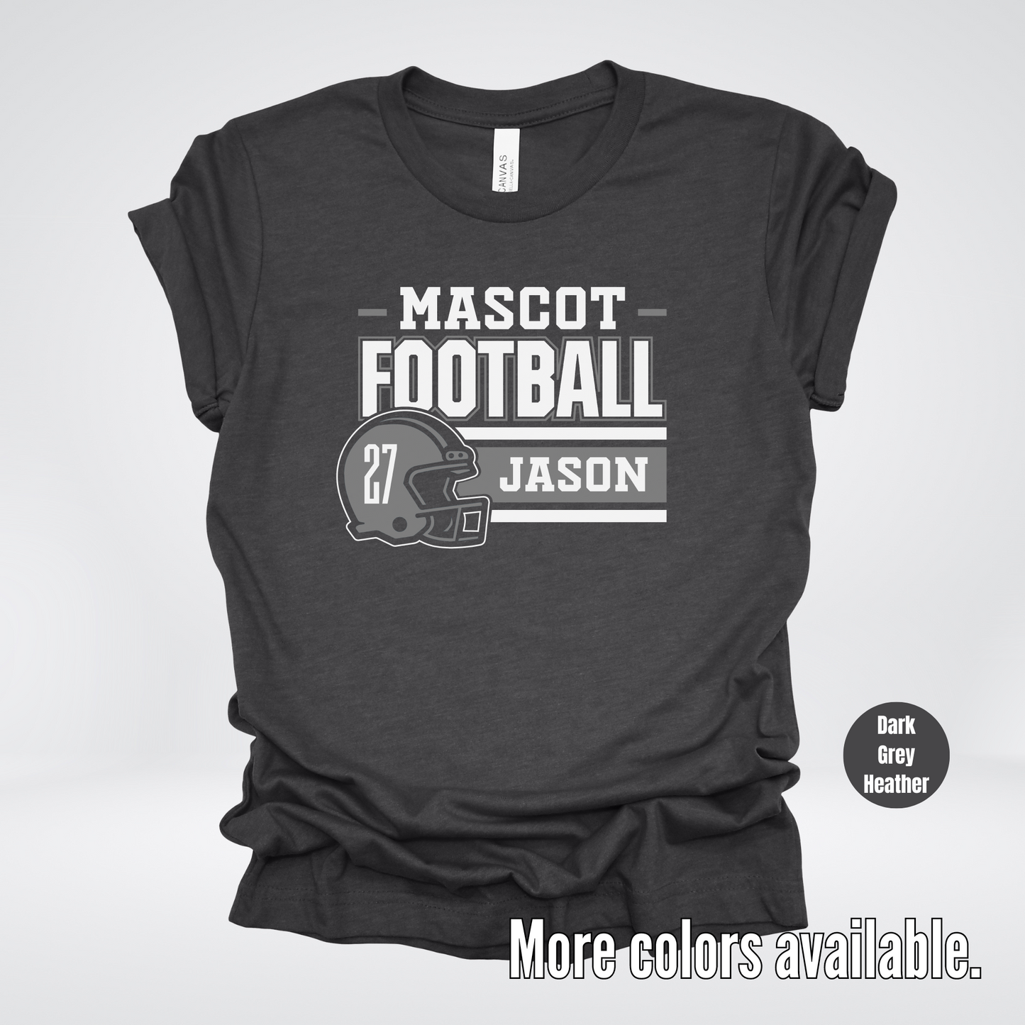 Custom Mascot, Number, & Name – Gray - Football Design 17 T-Shirt