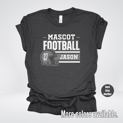 Custom Mascot, Number, & Name – Gray - Football Design 17 T-Shirt