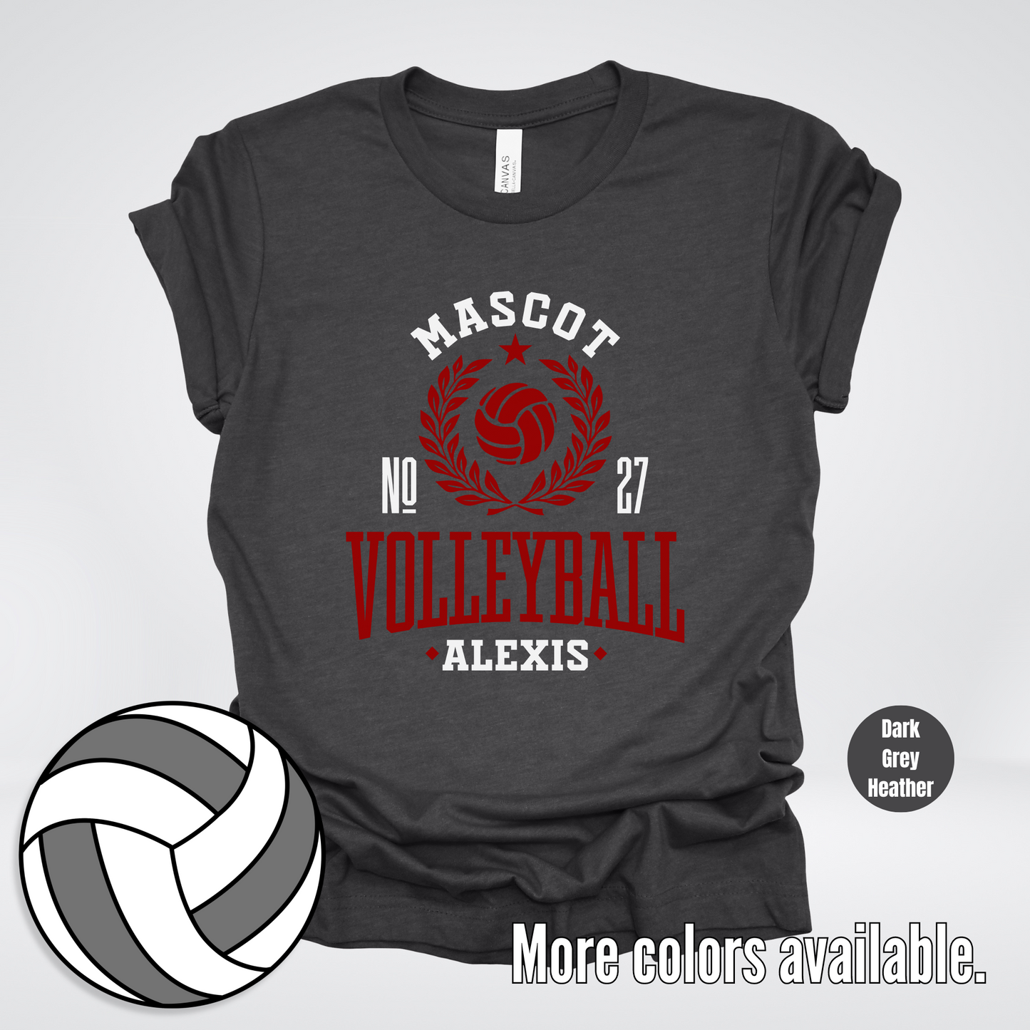 Custom Mascot, Number, & Name – Maroon - Volleyball Design 47 T-Shirt