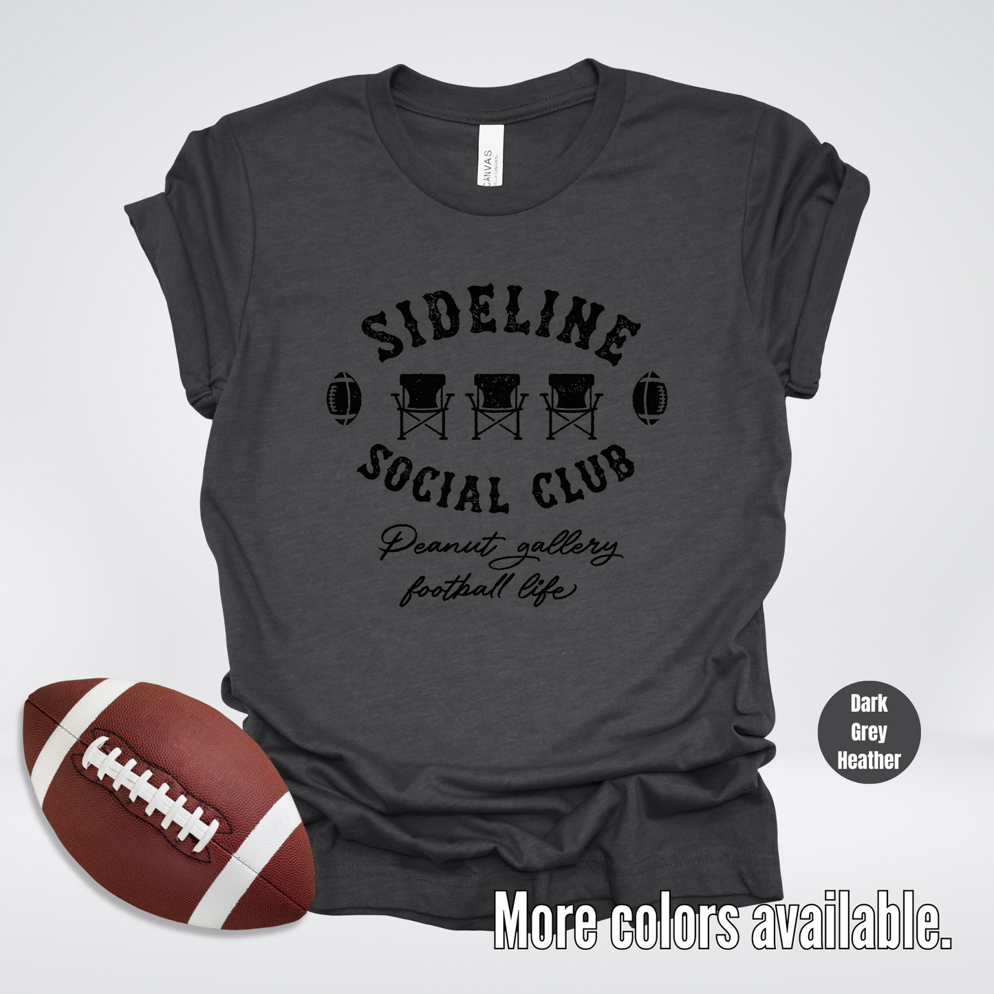 Sideline Social Club Peanut Gallery Football Life Black Design T-Shirt