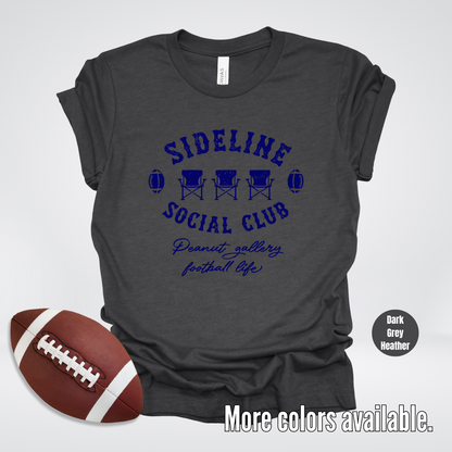 Sideline Social Club Peanut Gallery Football Life Navy Design T-Shirt