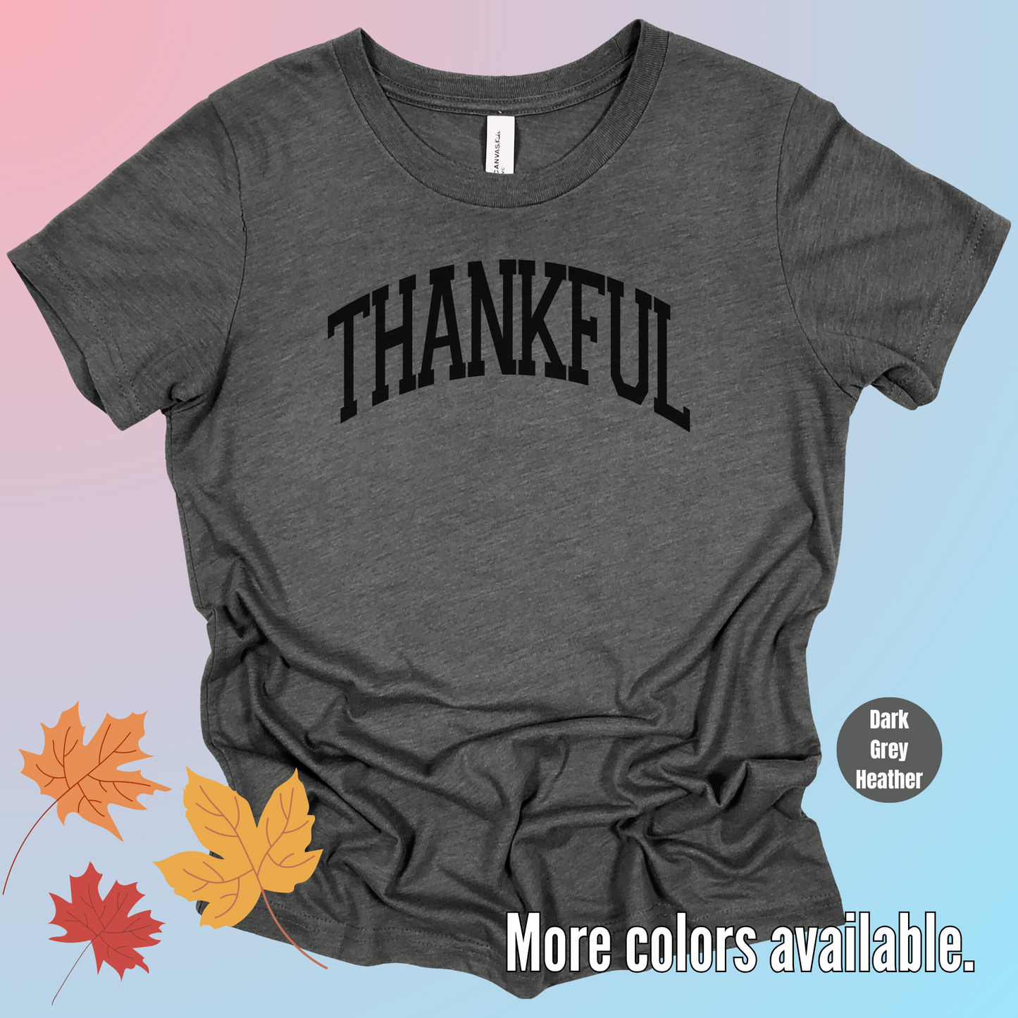 Thankful Varsity Youth T-Shirt - Black Design