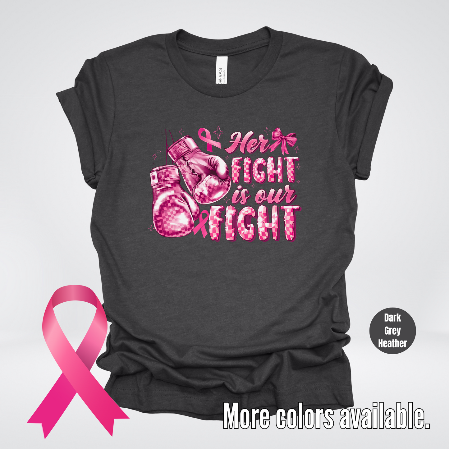 Her Fight Is Our Fight Boxing Coquette Breast Cancer Awareness T-Shirt