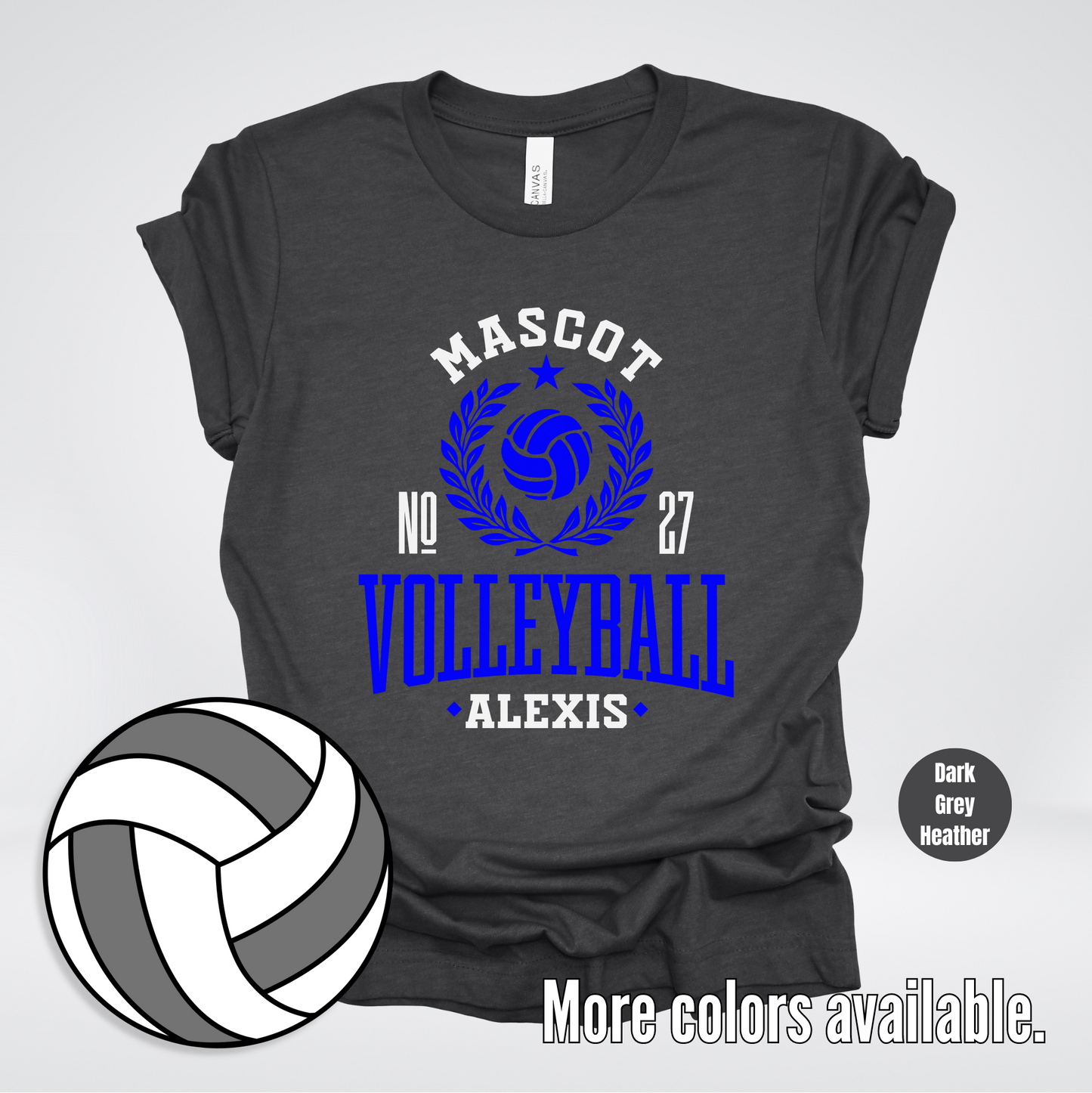 Custom Mascot, Number, & Name – Blue - Volleyball Design 41 T-Shirt