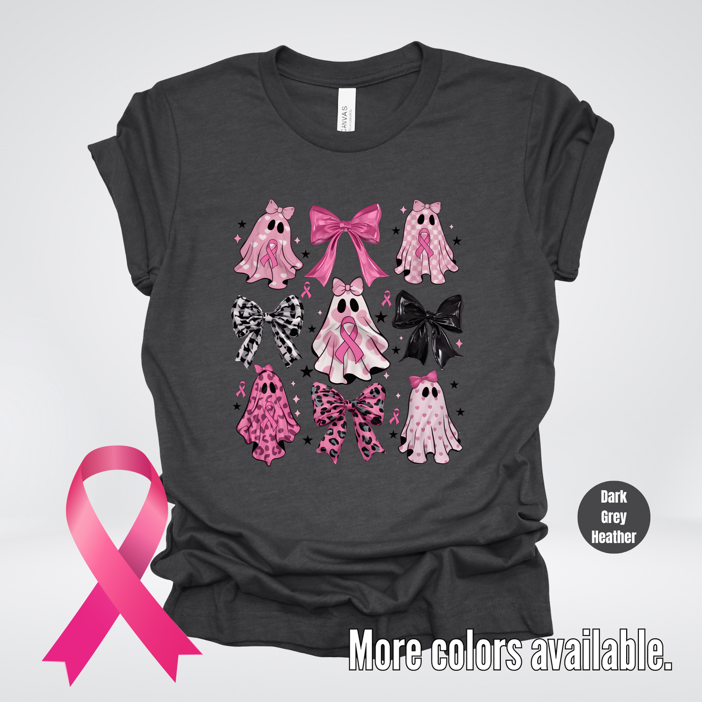 Ghost & Bows Coquette Breast Cancer Awareness T-Shirt