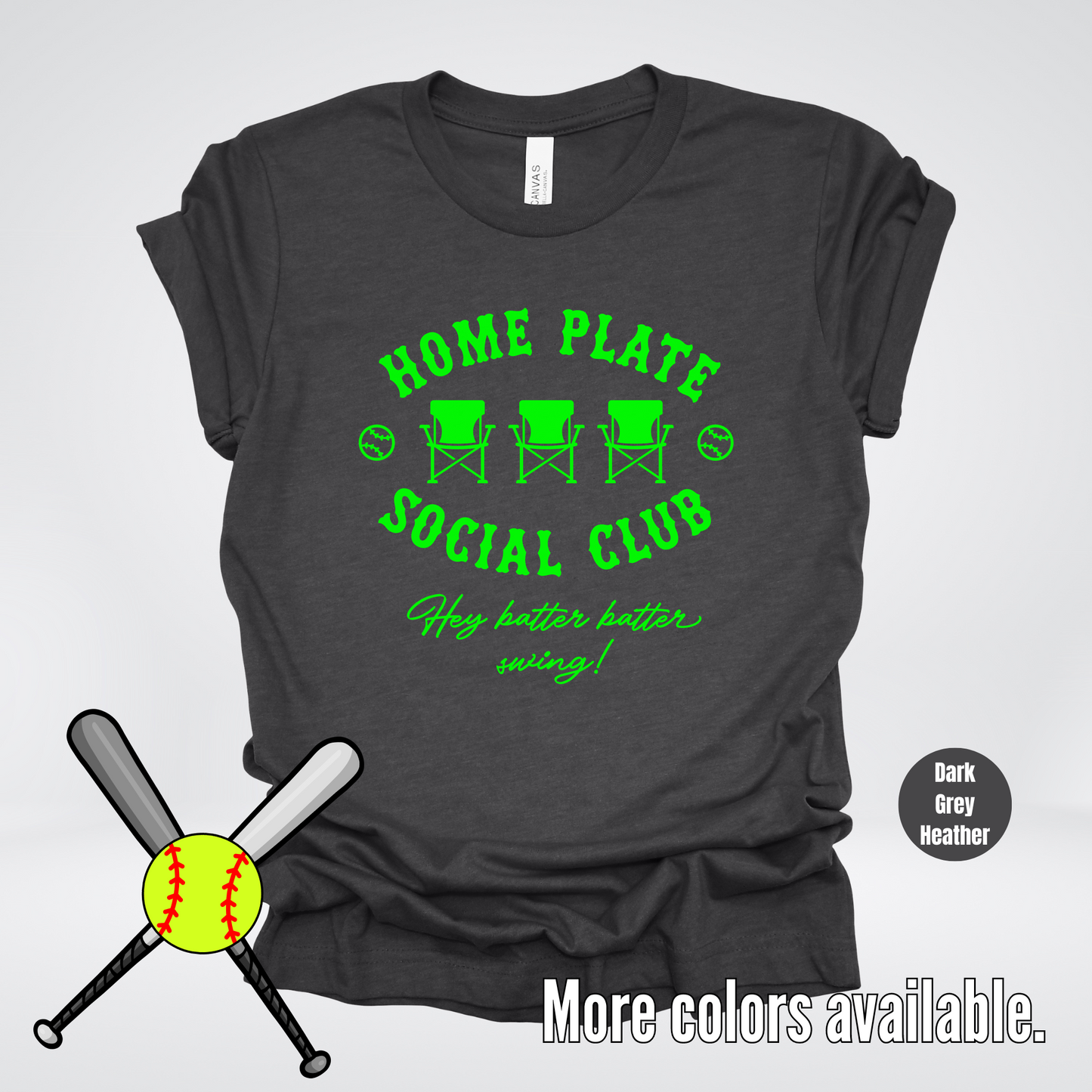 Home Plate Social Club – Green Design - Softball Baseball T-Shirt