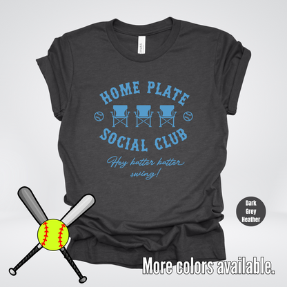 Home Plate Social Club – Light Blue Design - Softball Baseball T-Shirt