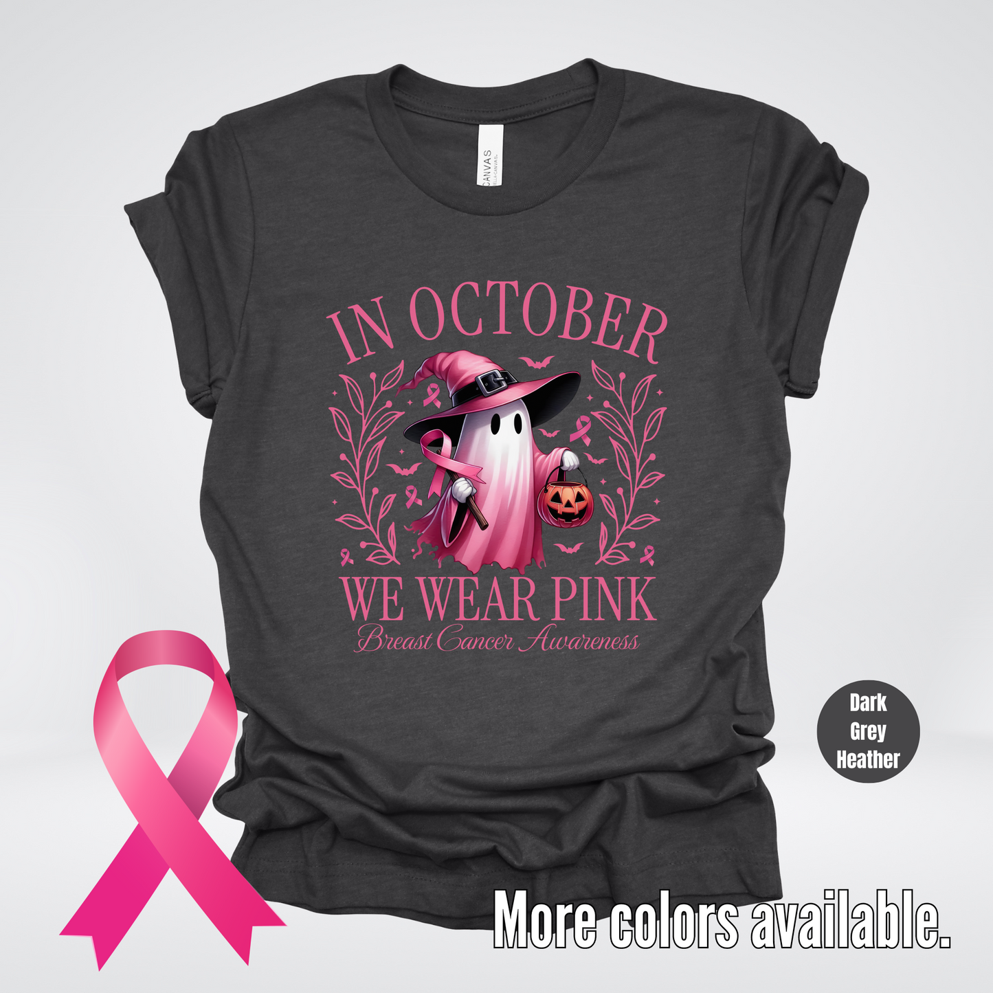 In October We Wear Pink Halloween Breast Cancer Awareness T-Shirt