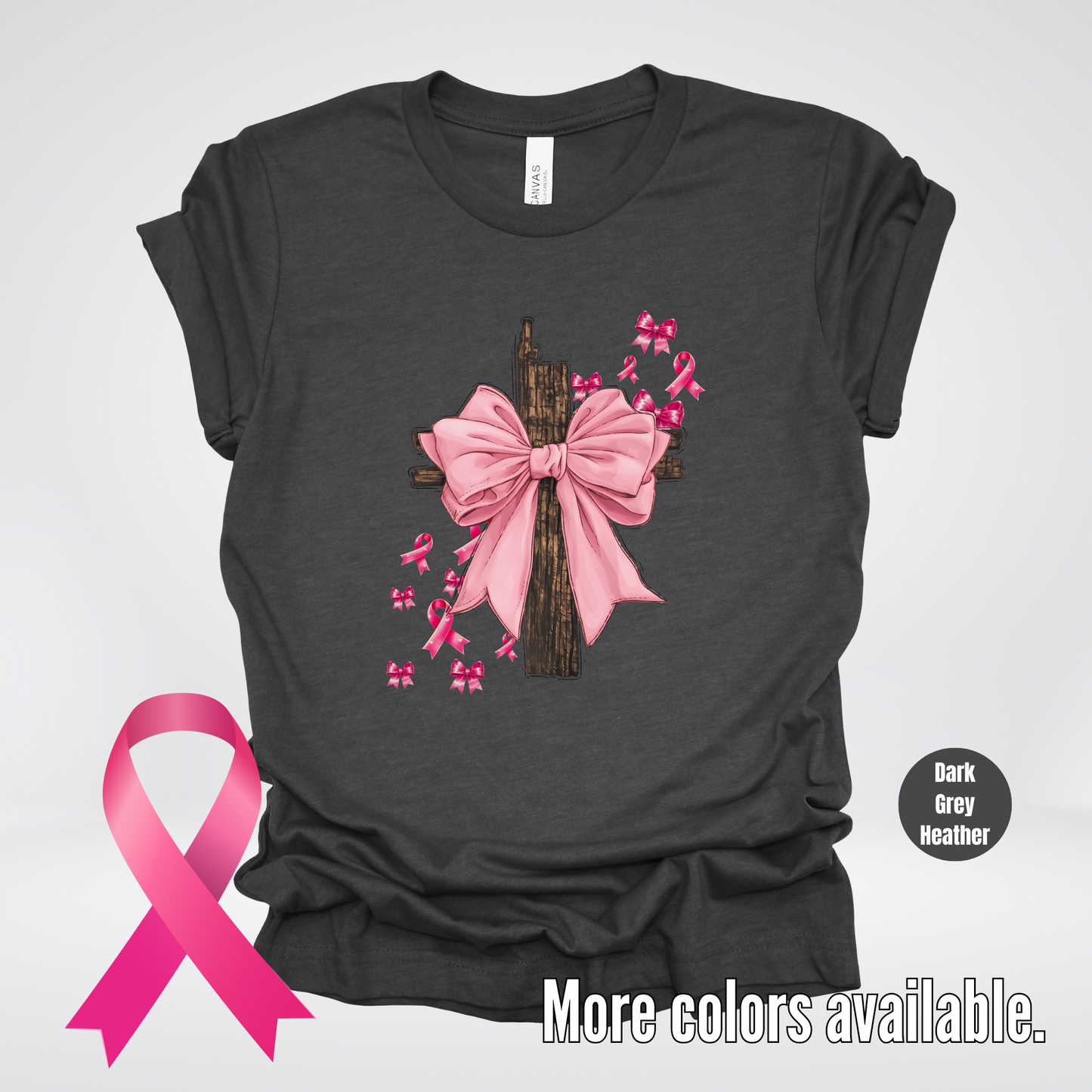 Pink Out Coquette Cross Breast Cancer Awareness T-Shirt